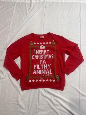 Home Alone Light Up Christmas Sweatshirt L Merry Christmas Ya Filthy Animal LED